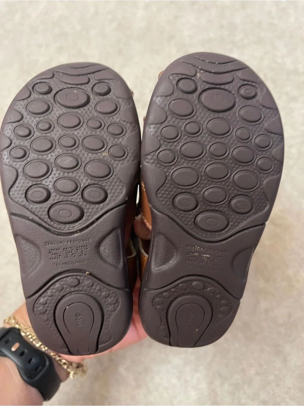 Stride Rite Archie Brown Leather Baby Toddle Fisherman Sandals Boys Size 6.5